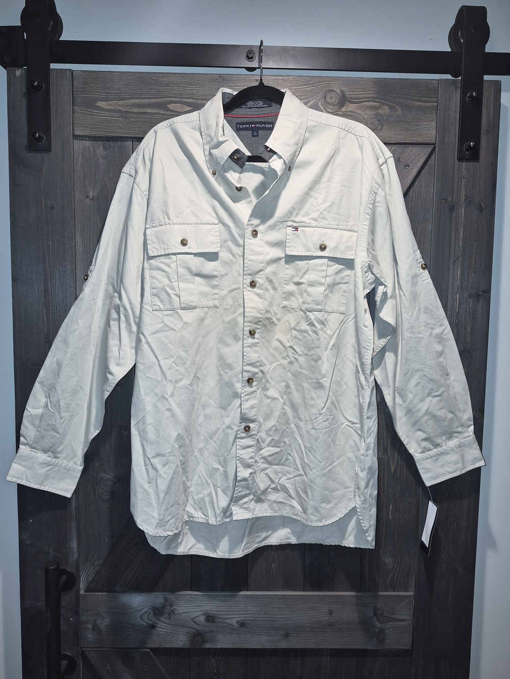 Tommy Hilfiger Vintage Y2K Beige Button Down Shirt NWT 06/02